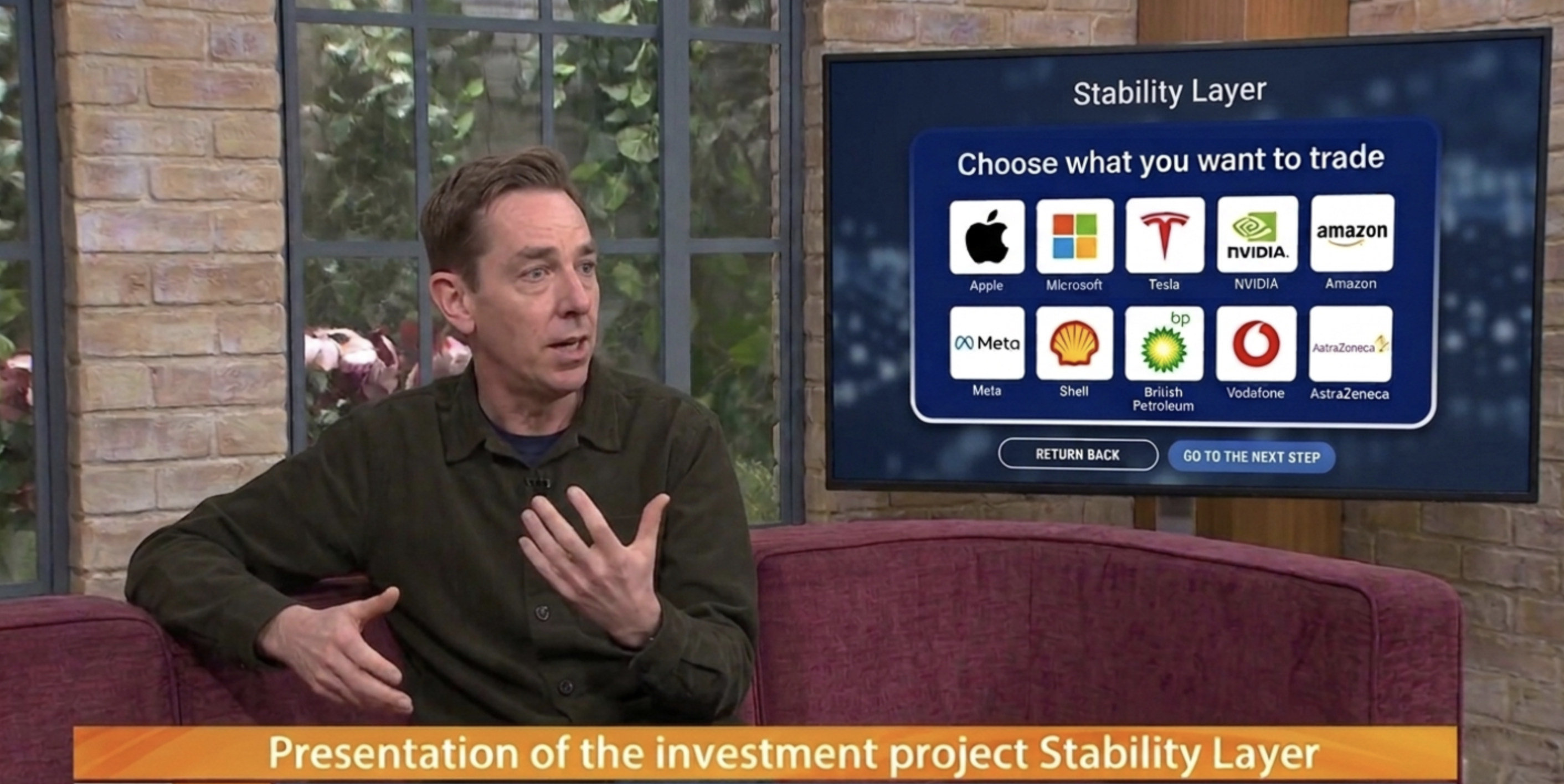 Presentation of the investment project BitKeltTrade — studio interview with trading interface on screen